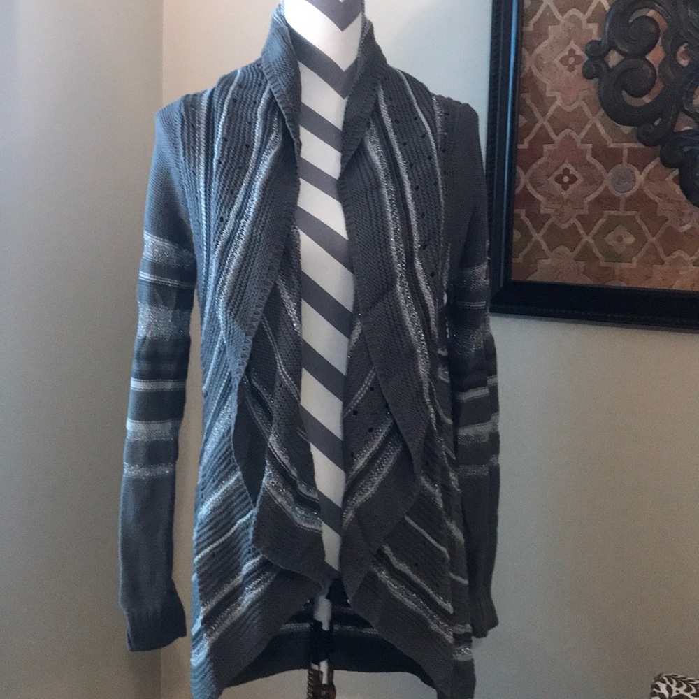 J.W. Gray/Silver Open Front Cardigan